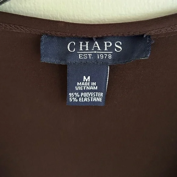CHAPS Babydoll Chocolate Brown Y2K O Ring Jersey Midi Dress Preppy Retro | Sz M - Picture 2 of 11